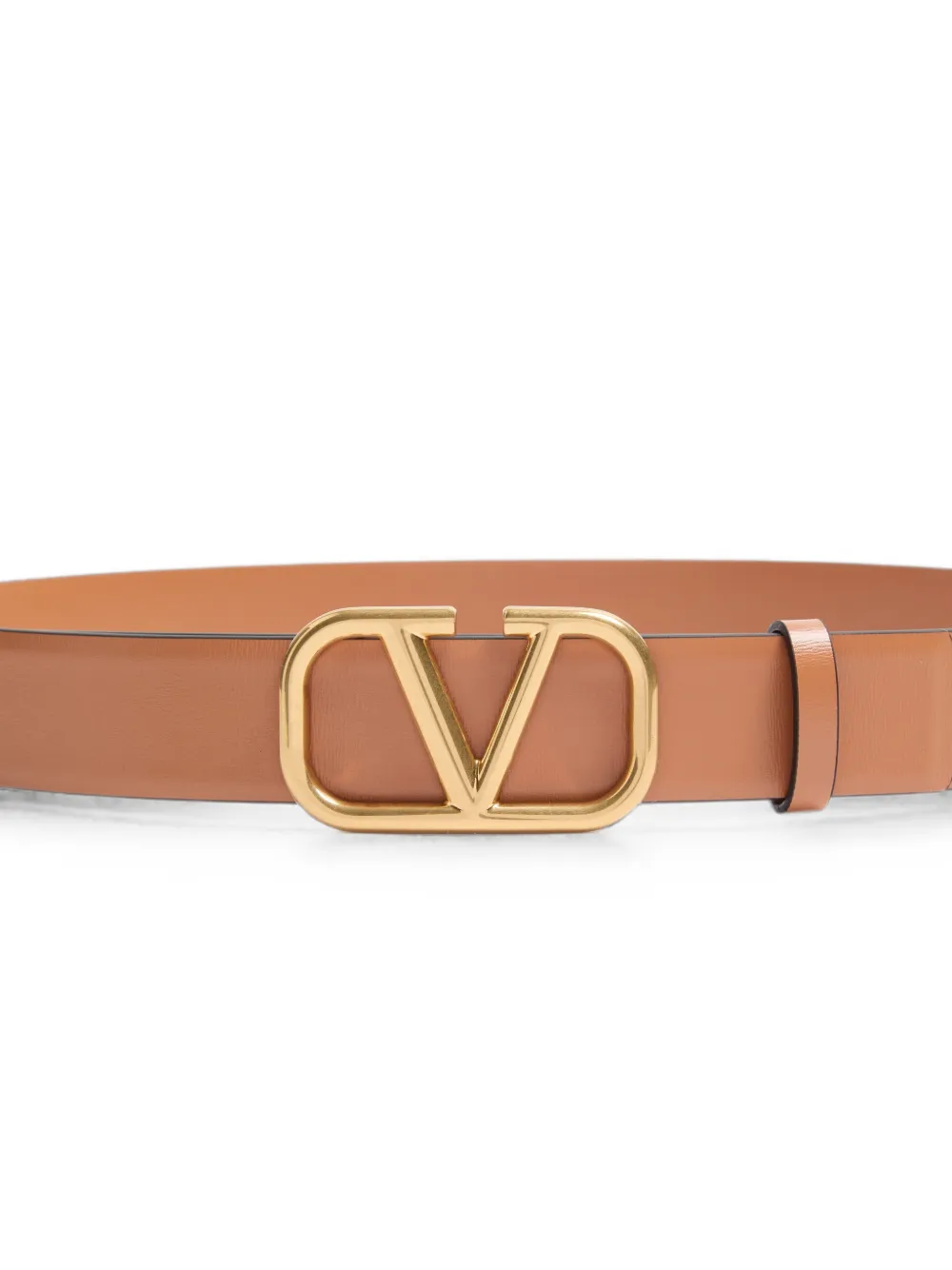Valentino Garavani VLogo Signature riem van glanzend kalfsleer Bruin
