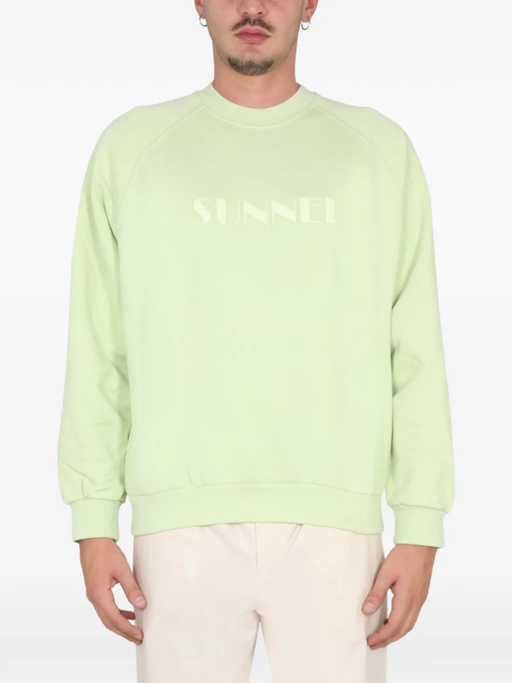 Sunnei logo-embroidered raglan-sleeve sweater | Green | Image 1