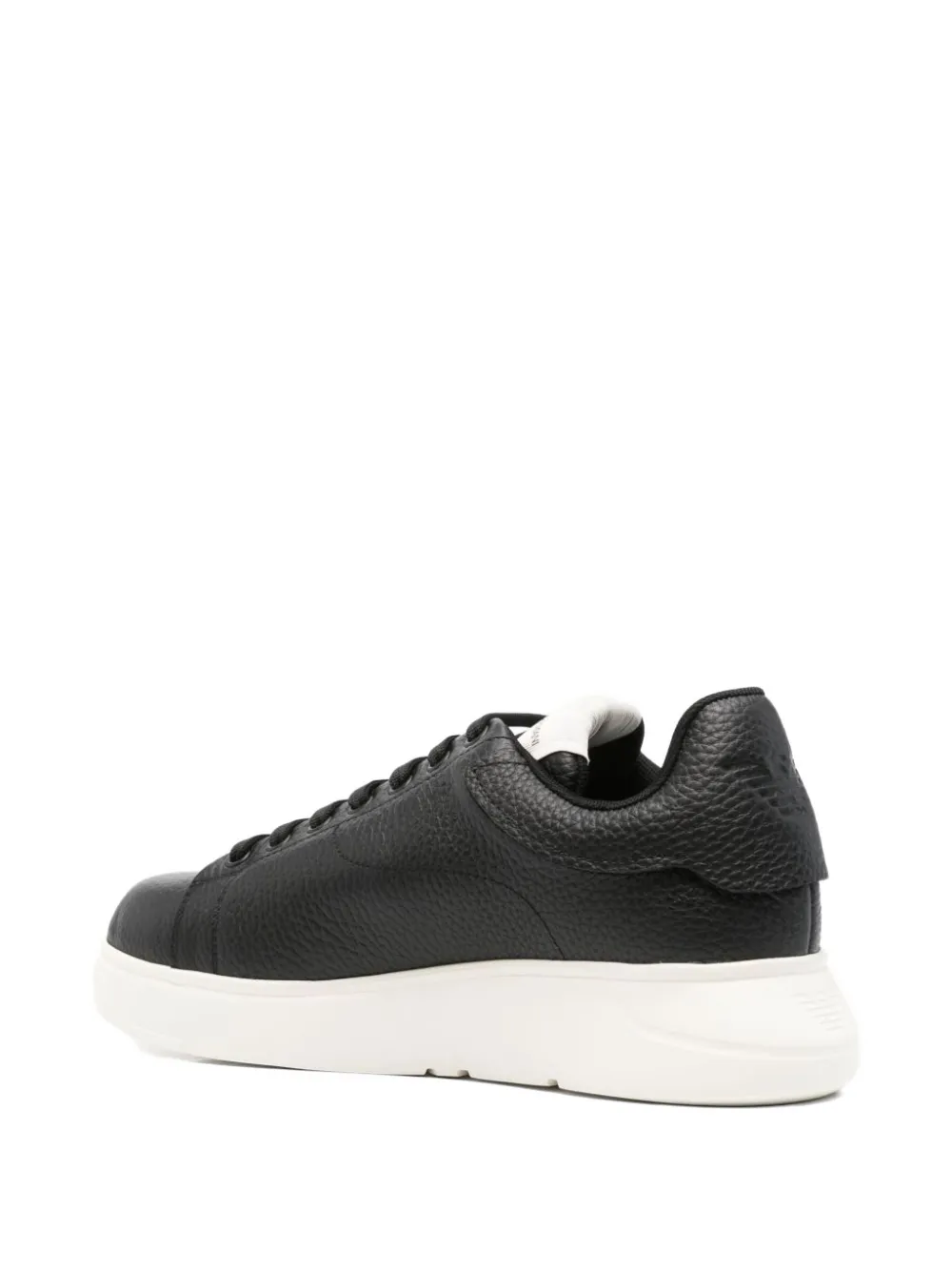 Emporio Armani Tumbled leren vetersneakers Zwart
