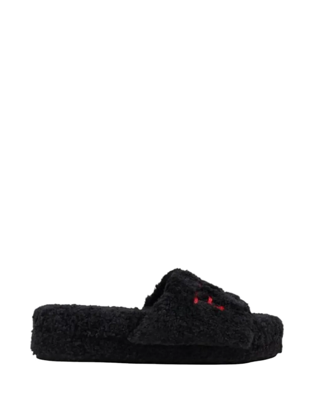 Polo Ralph Lauren borg-texture embroidered slippers - Nero