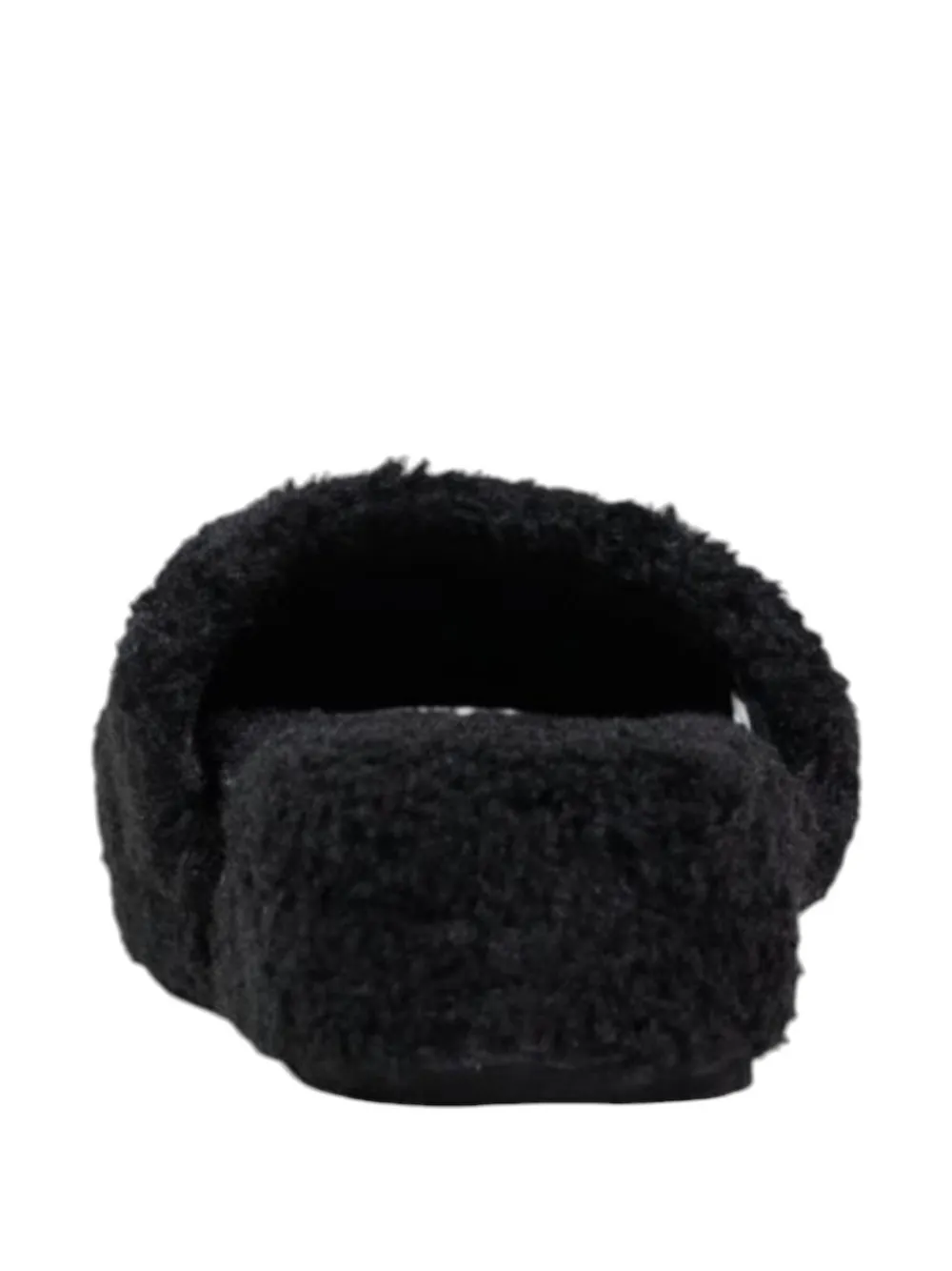 Polo Ralph Lauren borg-texture embroidered slippers Zwart