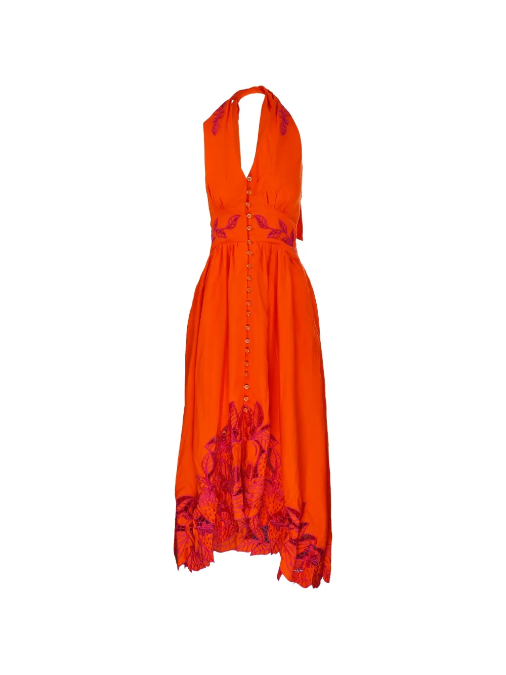 FARM Rio embroidered halterneck dress - Arancione