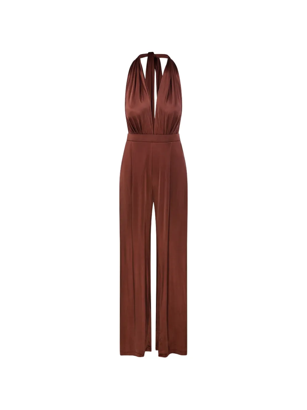 Amazuìn Lennox halterneck plunging jumpsuit - Marrone