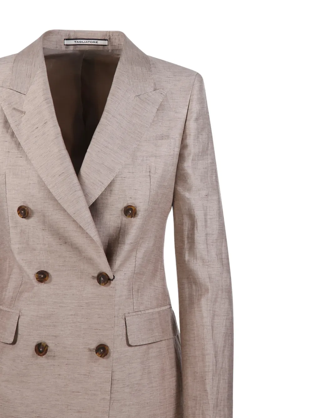 Tagliatore Pak met enkele rij knopen en slubtextuur Beige