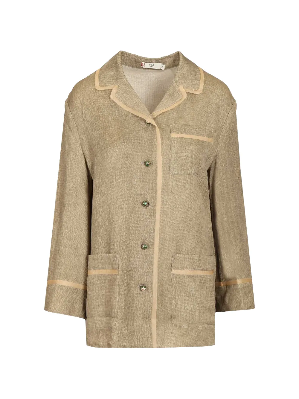 Hui Hui Margherita contrast-trim shirt - Neutrals