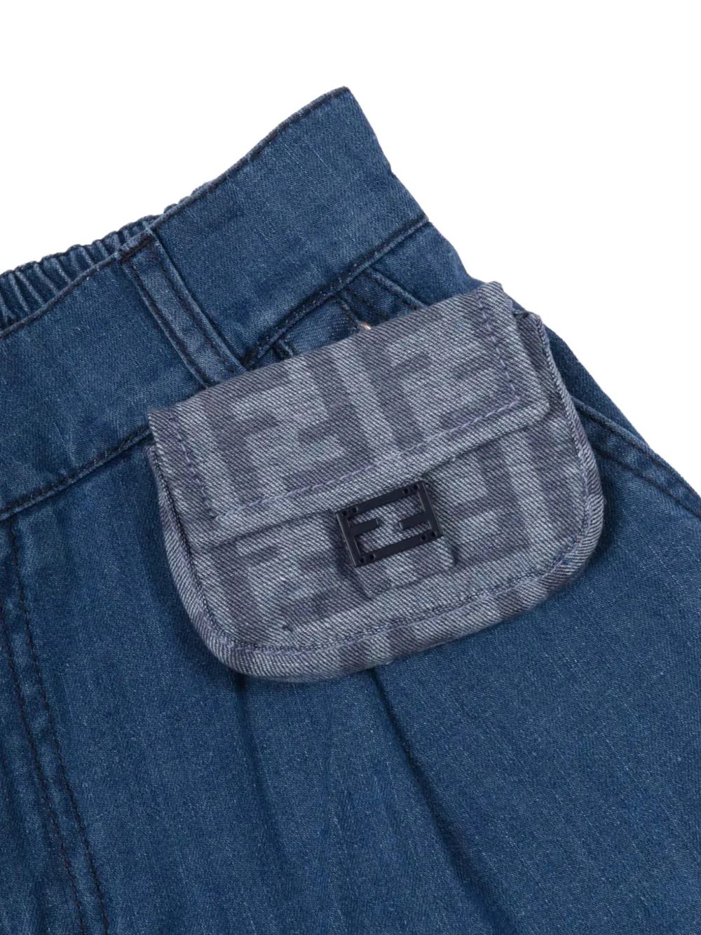 Fendi Kids Shorts met riemlussen Blauw