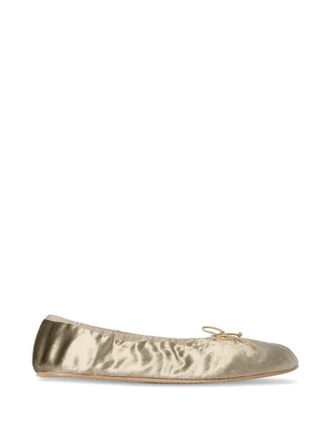 The Row bow-detail velvet ballet flats