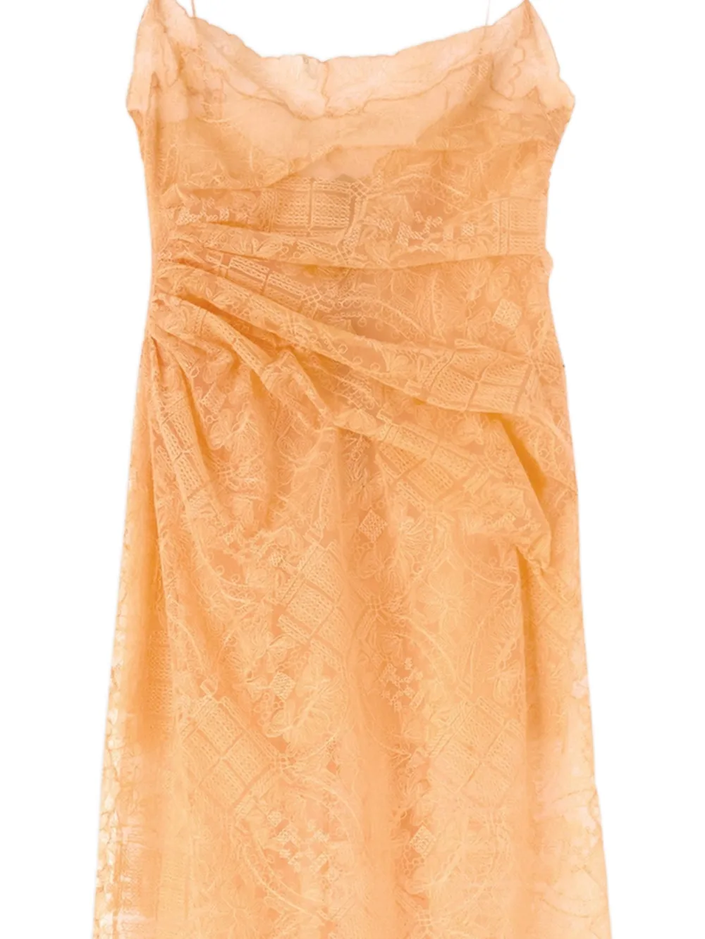Ermanno Scervino Gedrapeerde maxi-jurk met kant Oranje