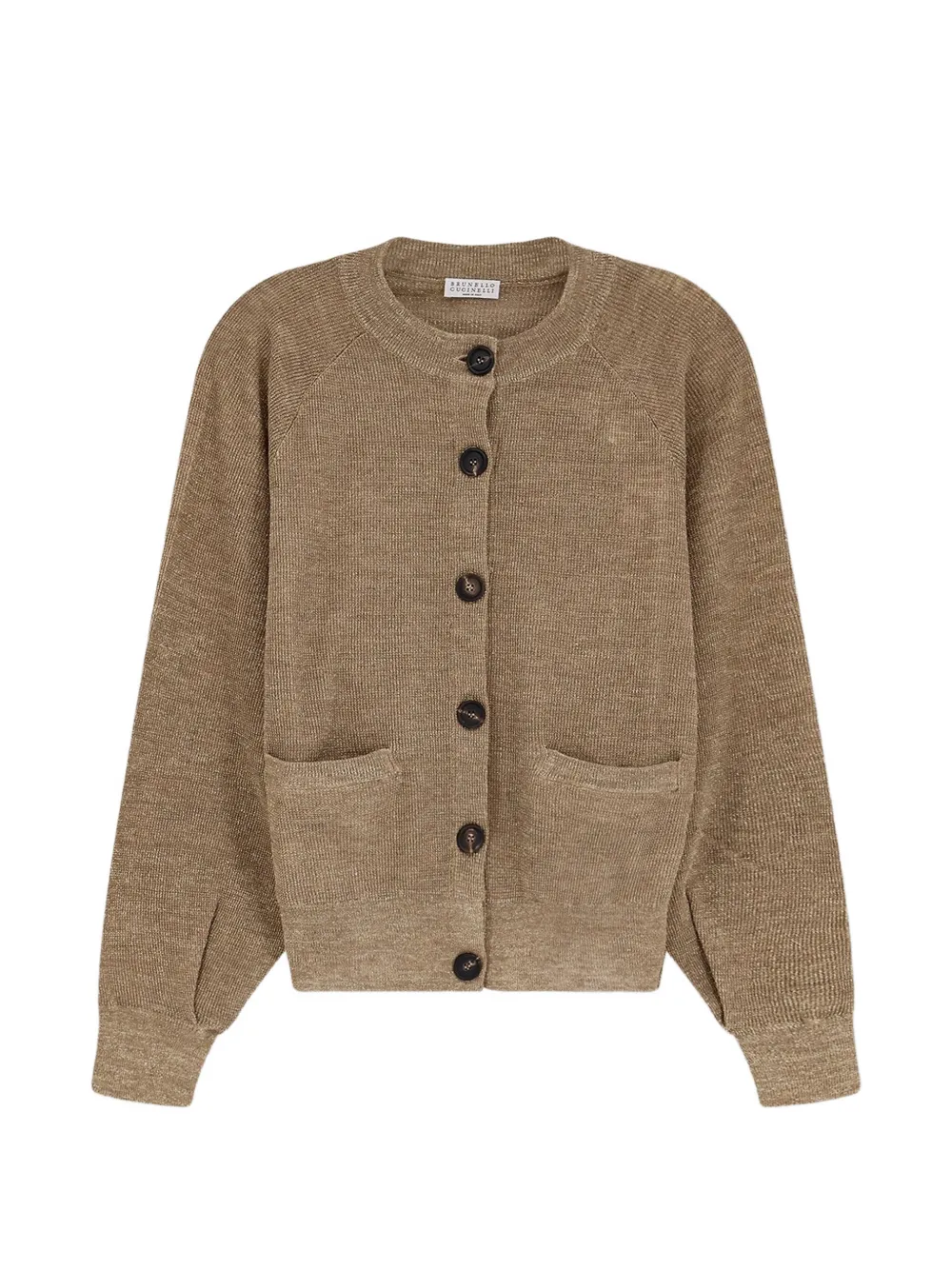 Brunello Cucinelli metallic-effect raglan-sleeve cardigan - Nude