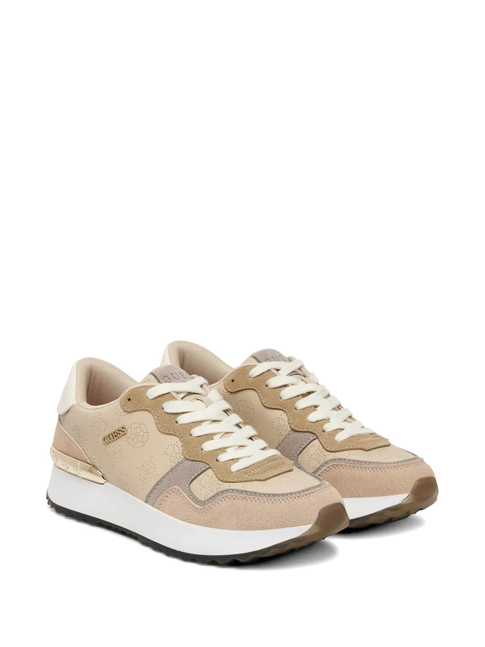 GUESS USA perforated logo-lettering sneakers Beige