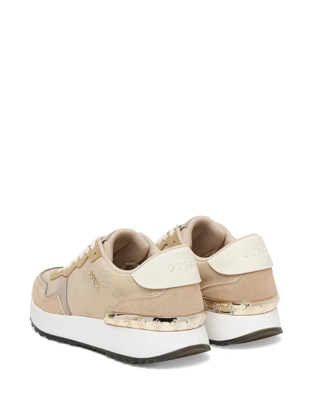 GUESS USA perforated logo-lettering sneakers Beige
