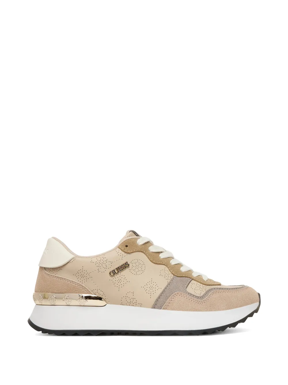GUESS USA perforated logo-lettering sneakers Beige