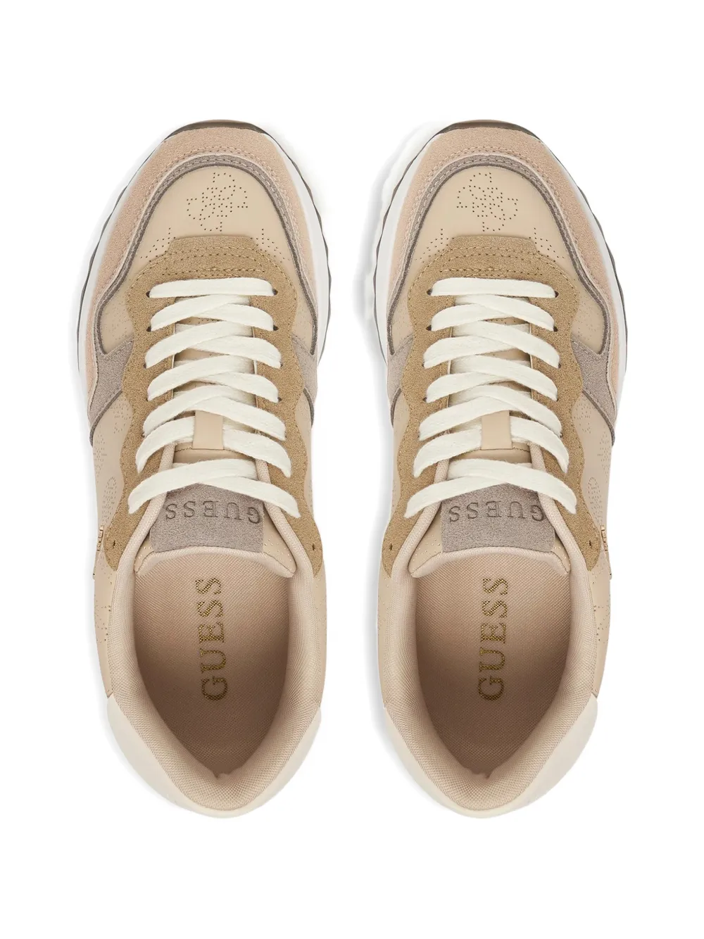 GUESS USA perforated logo-lettering sneakers Beige