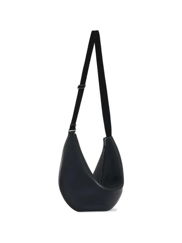 The Row Crescent-shaped Leather Shoulder Bag in Black