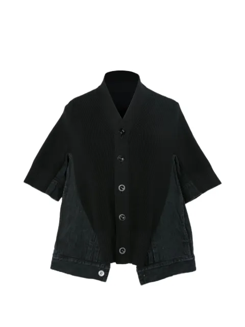 sacai short-sleeve panelled-design cardigan