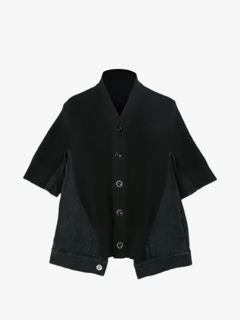sacai cárdigan tejido de mezclilla