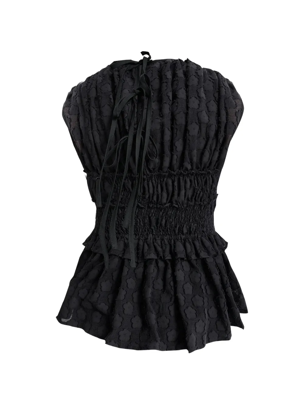 Cecilie Bahnsen shirred cloqué top - Nero