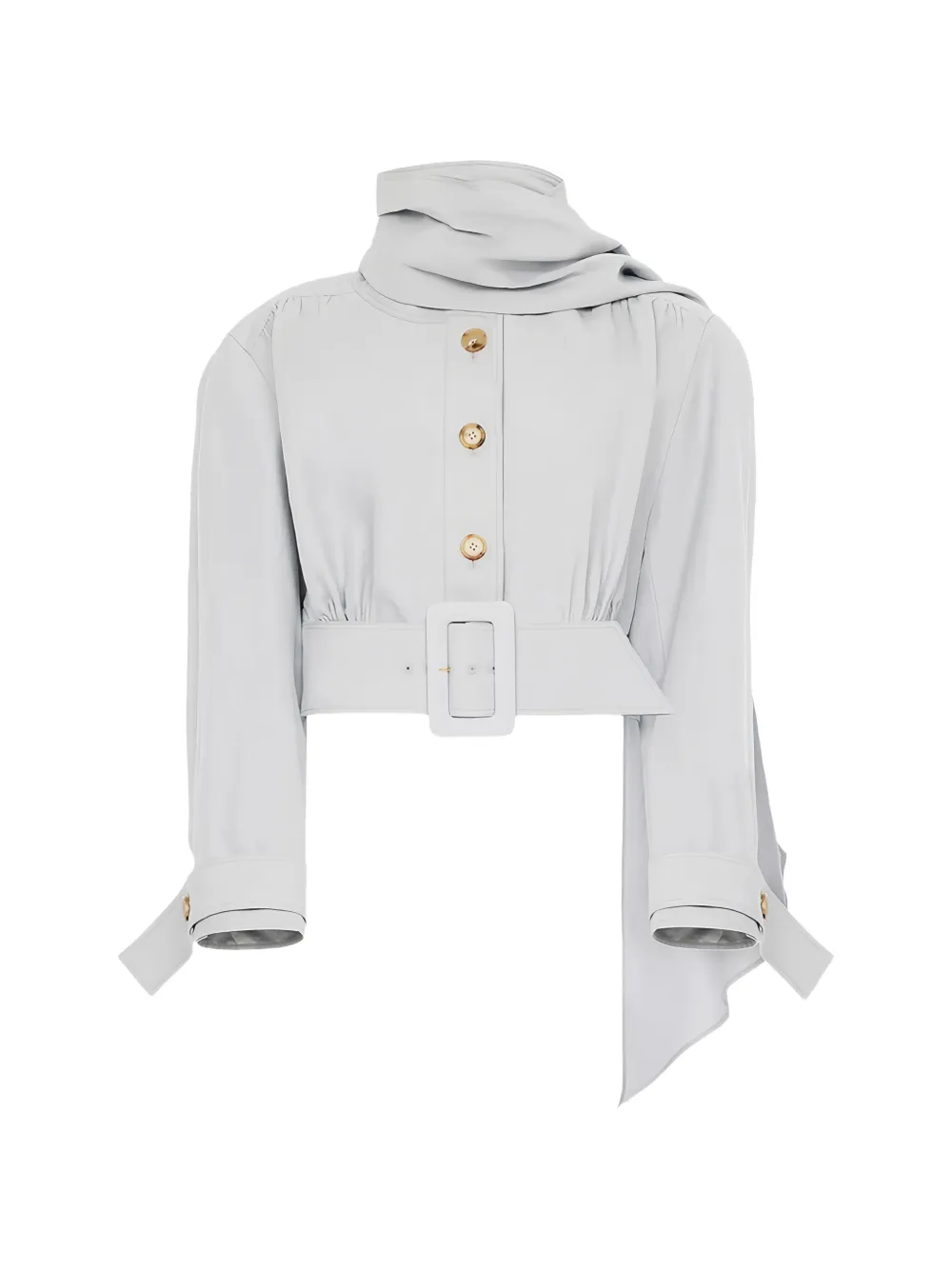 Chloé cropped scarf-detail belted jacket - Grau