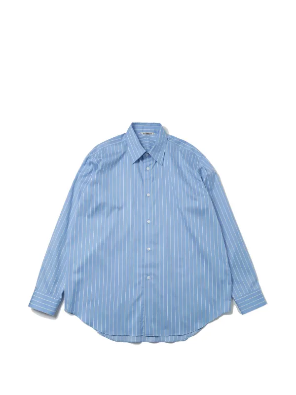 Auralee Striped Wool Shirt in Blue