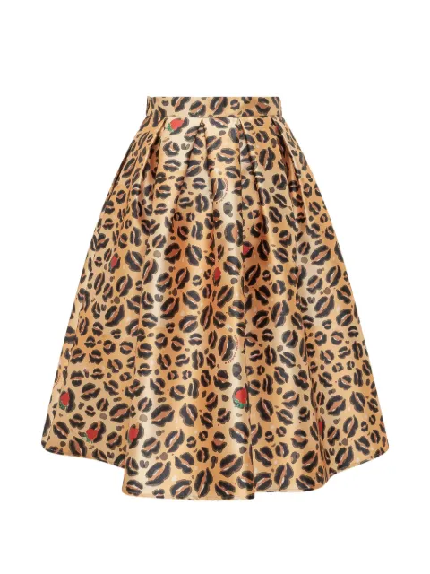alessandro enriquez animal-print pleated midi skirt
