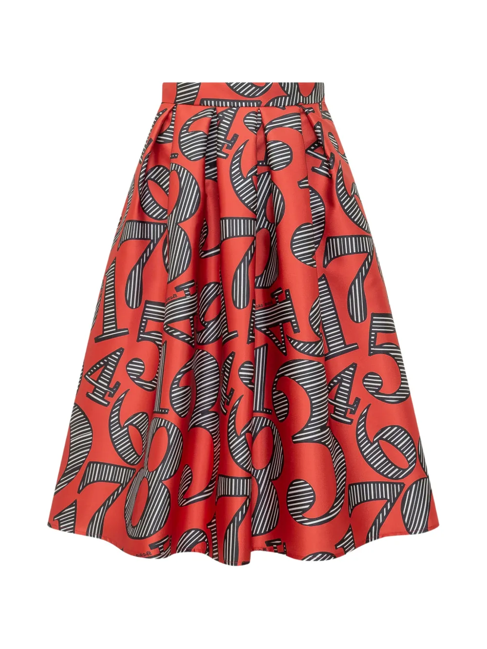 alessandro enriquez graphic-print pleated midi skirt - Rosso