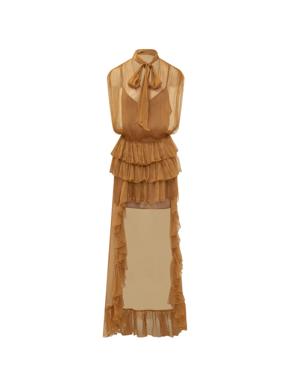 ACTUALEE ruffled bow-detail dress - Marrone