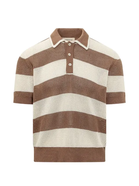 atomo factory striped open-knit polo shirt