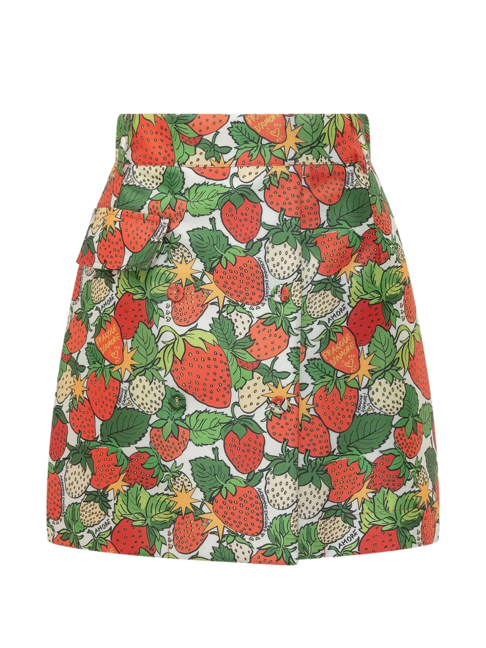 alessandro enriquez strawberry-print belted mini skirt - Rosso