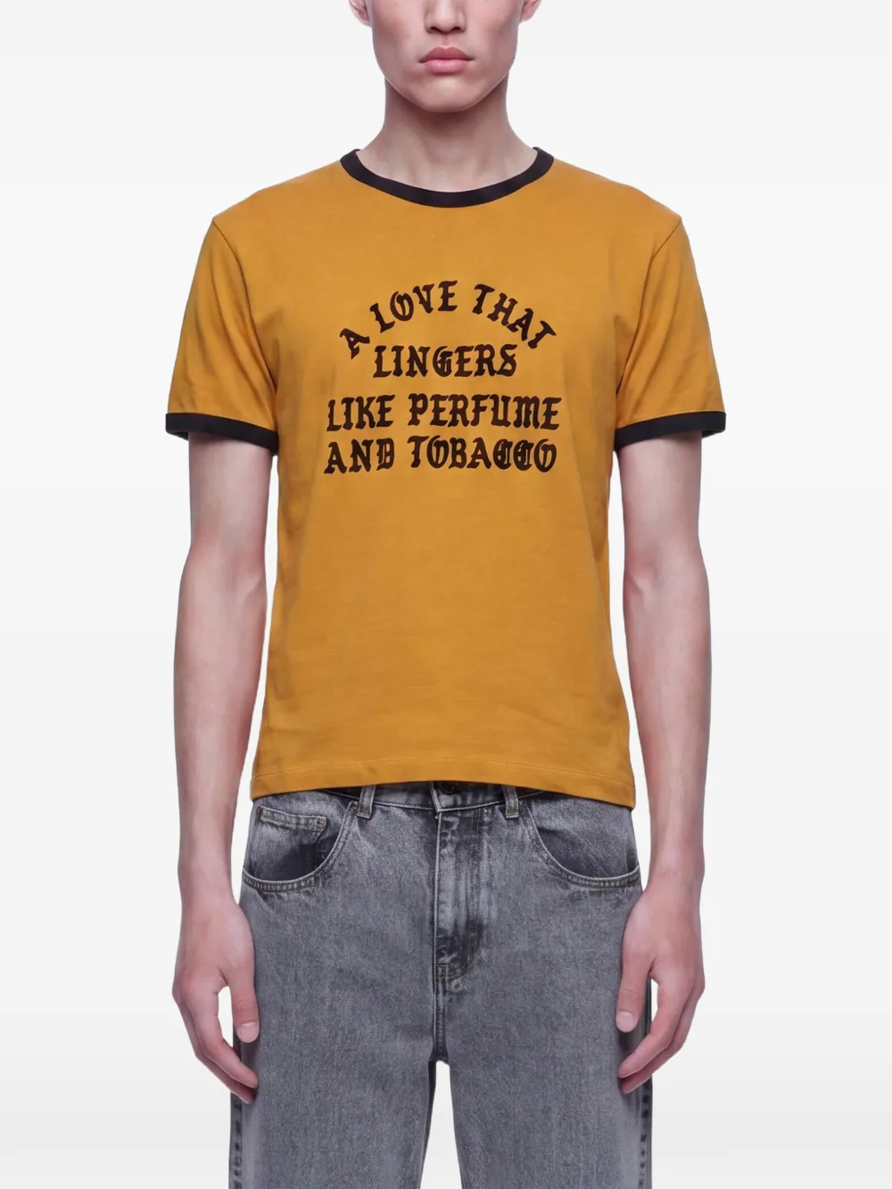 Second/Layer A Love That Lingers slogan-print ringer T-shirt - Giallo