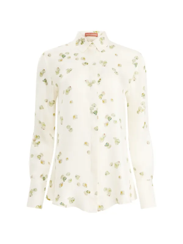 Altuzarra Petal-print Silk Shirt in Neutrals