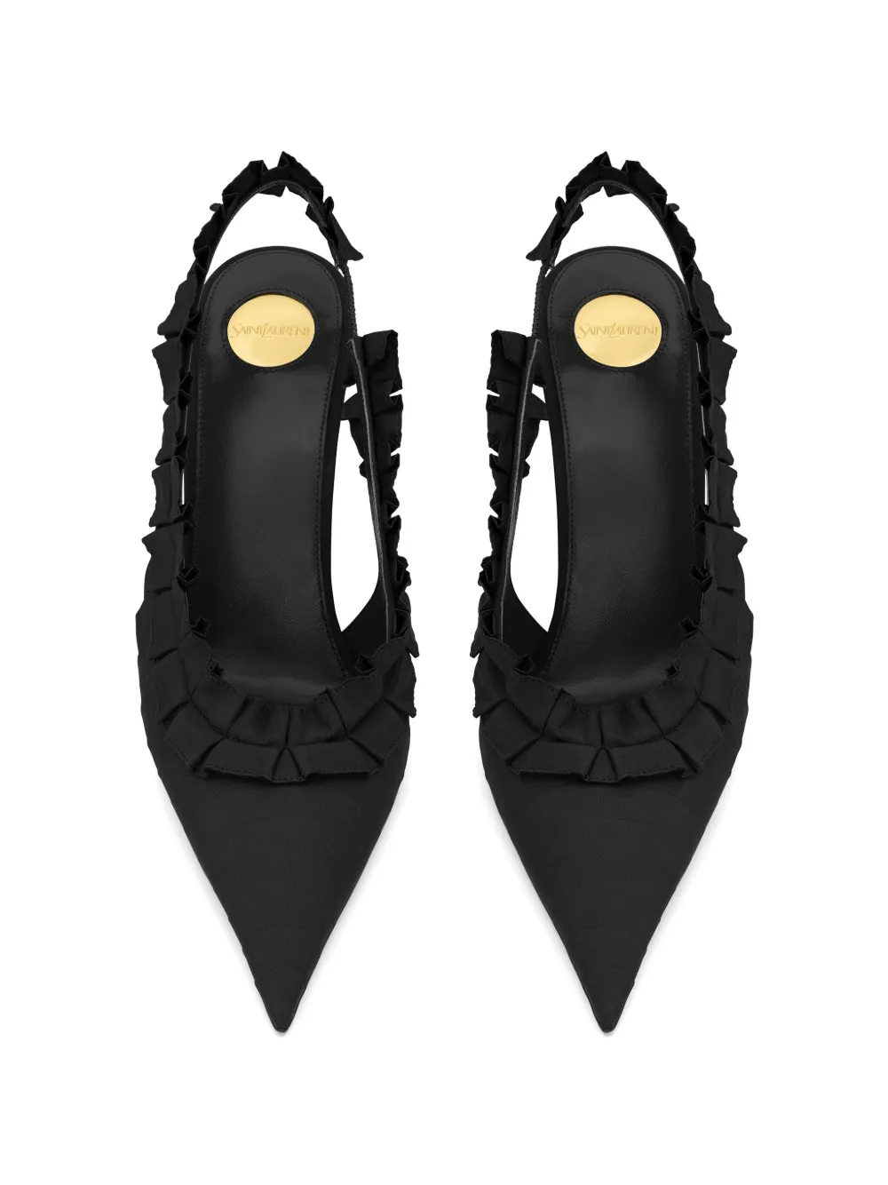 Saint Laurent Madeleine ruffled slingback pumps Zwart