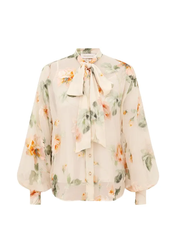 Zimmermann Carousel Burnout Blouse in Neutrals