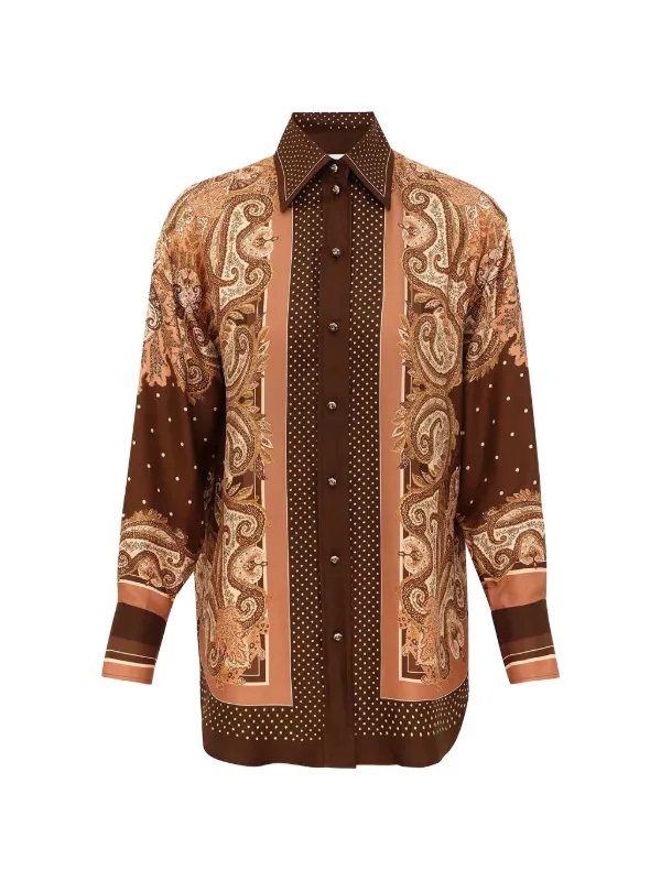 Zimmermann Luna Relaxed Shirt in Brown