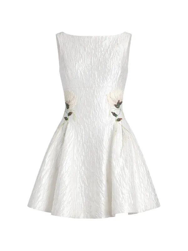 Simkhai Applique Detail Textured Dress in White