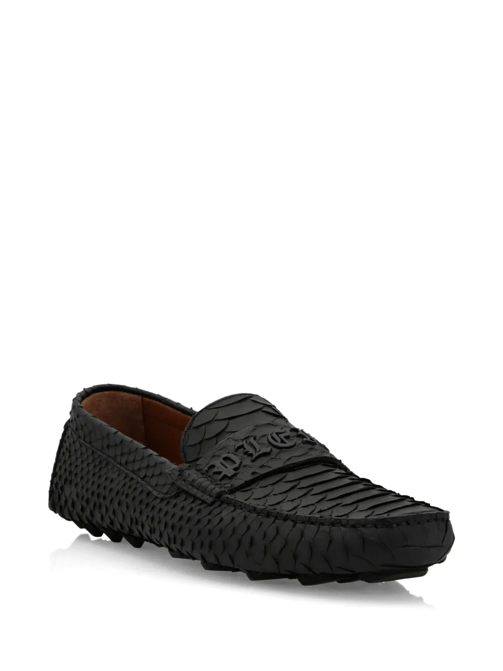 Philipp Plein rubberised python skin loafers Zwart