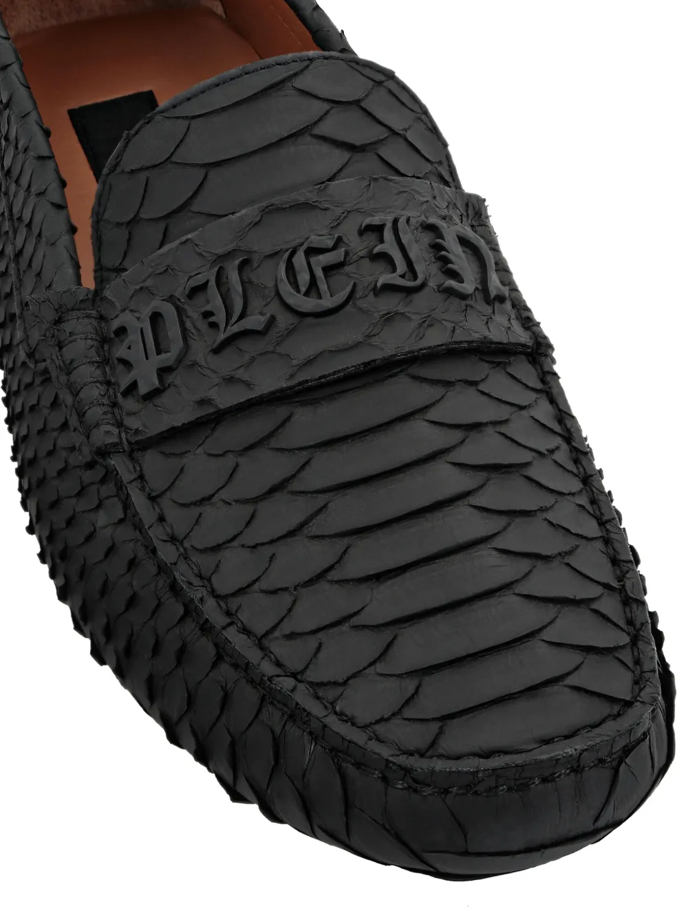 Philipp Plein rubberised python skin loafers Zwart