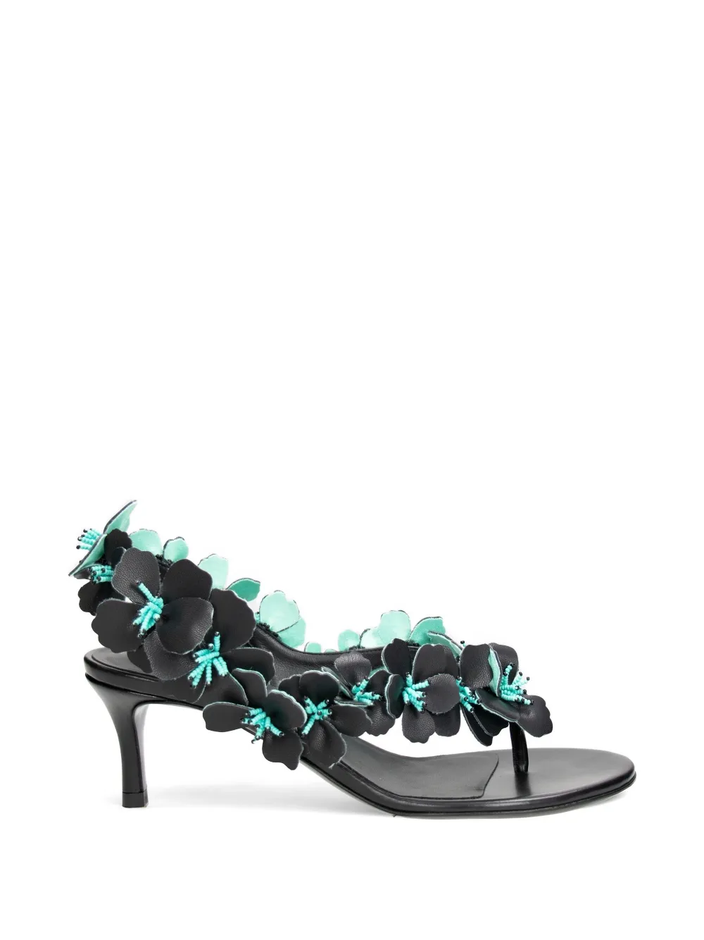 Rabanne floral-appliqué beaded sandals - Nero