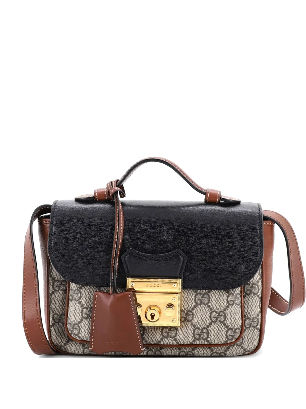 Gucci Pre-Owned Borsa a spalla GG mini in tela cerata GG e pelle con battente - Marrone
