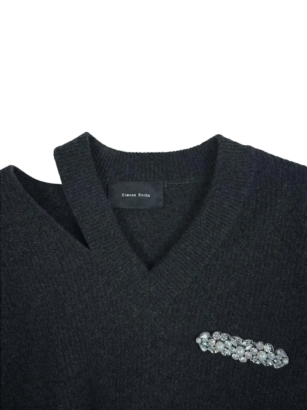 Simone Rocha Embellished Cut-out Sweater in Grey, view 3