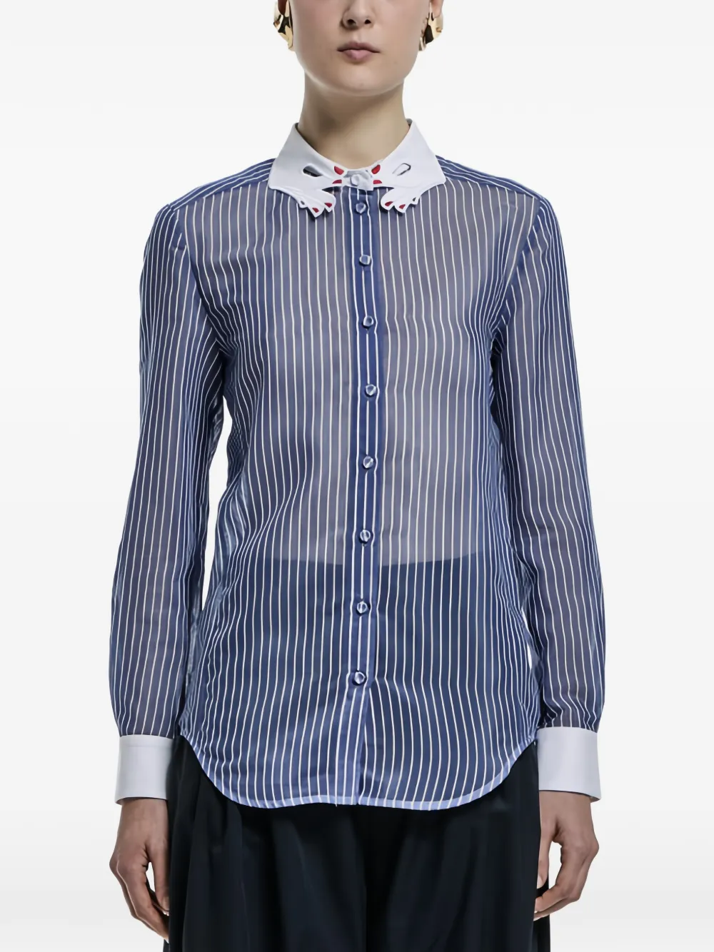 Vivetta Striped Embroidered-collar Shirt In Multi