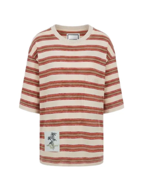 Wooyoungmi striped logo-patch T-shirt