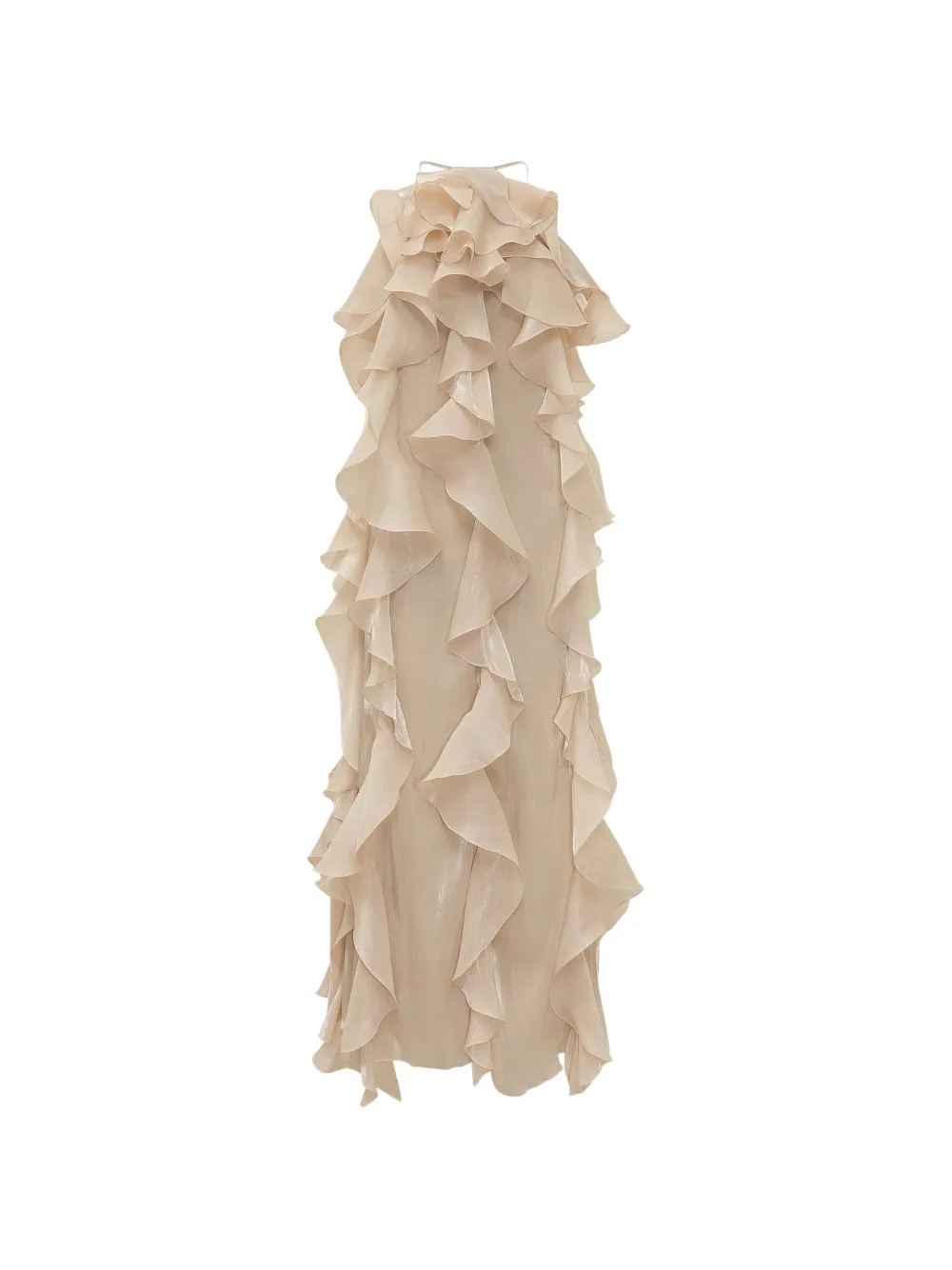 ruffled halter-neck dress