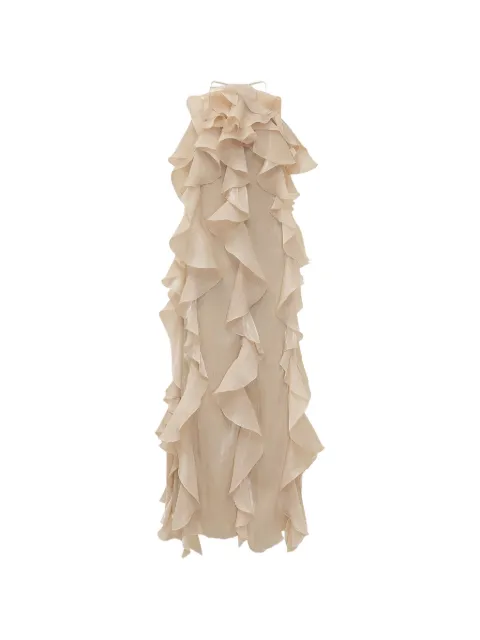 ACTUALEE ruffled halter-neck dress