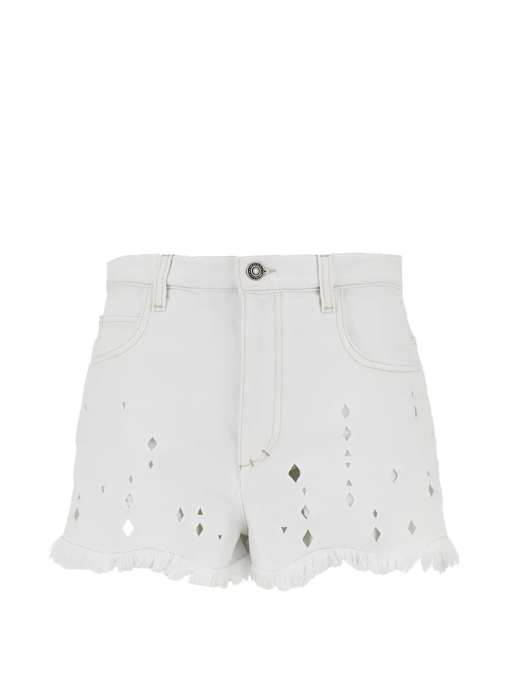 ISABEL MARANT cut-out frayed-hem shorts - Bianco