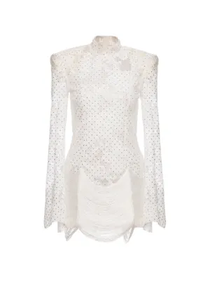elie saab floral lace short dress ELIE SAAB Spring Summer 2025 EMBROIDERY LACE DRESS in Black