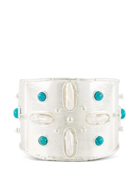 Sylvia Toledano Mojave pearl and turquoise cuff bracelet