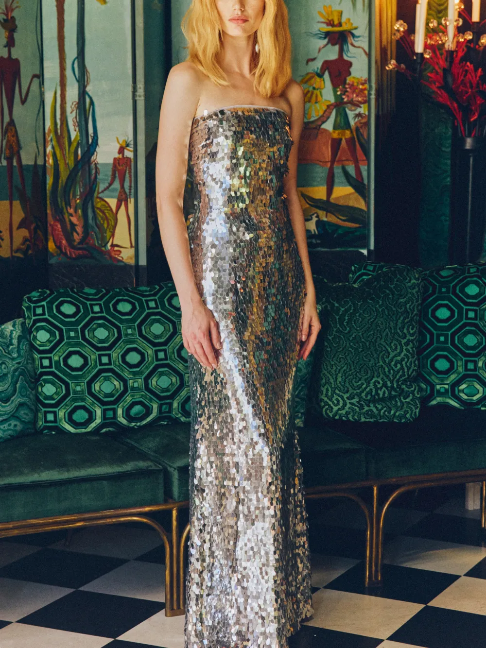 Simon Miller Sculpty strapless maxi-jurk verfraaid met pailletten Zilver