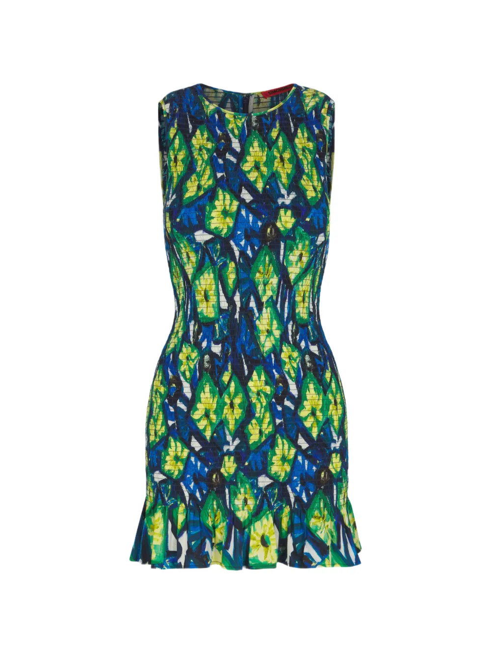 Simon Miller Belle Smocked Sleeveless Cotton Mini Dress In Multi
