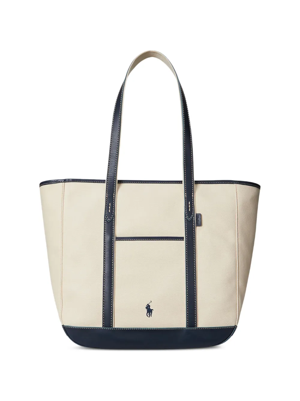 Polo Ralph Lauren Pony-embroidered leather-trimmed tote bag - Nude