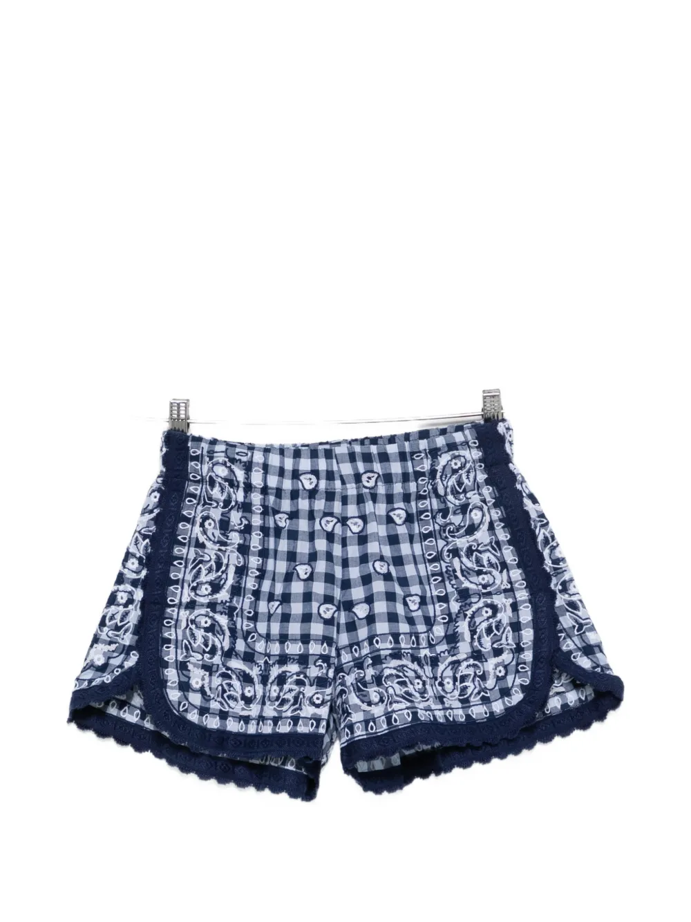 orsina embroidered gingham shorts - Blu